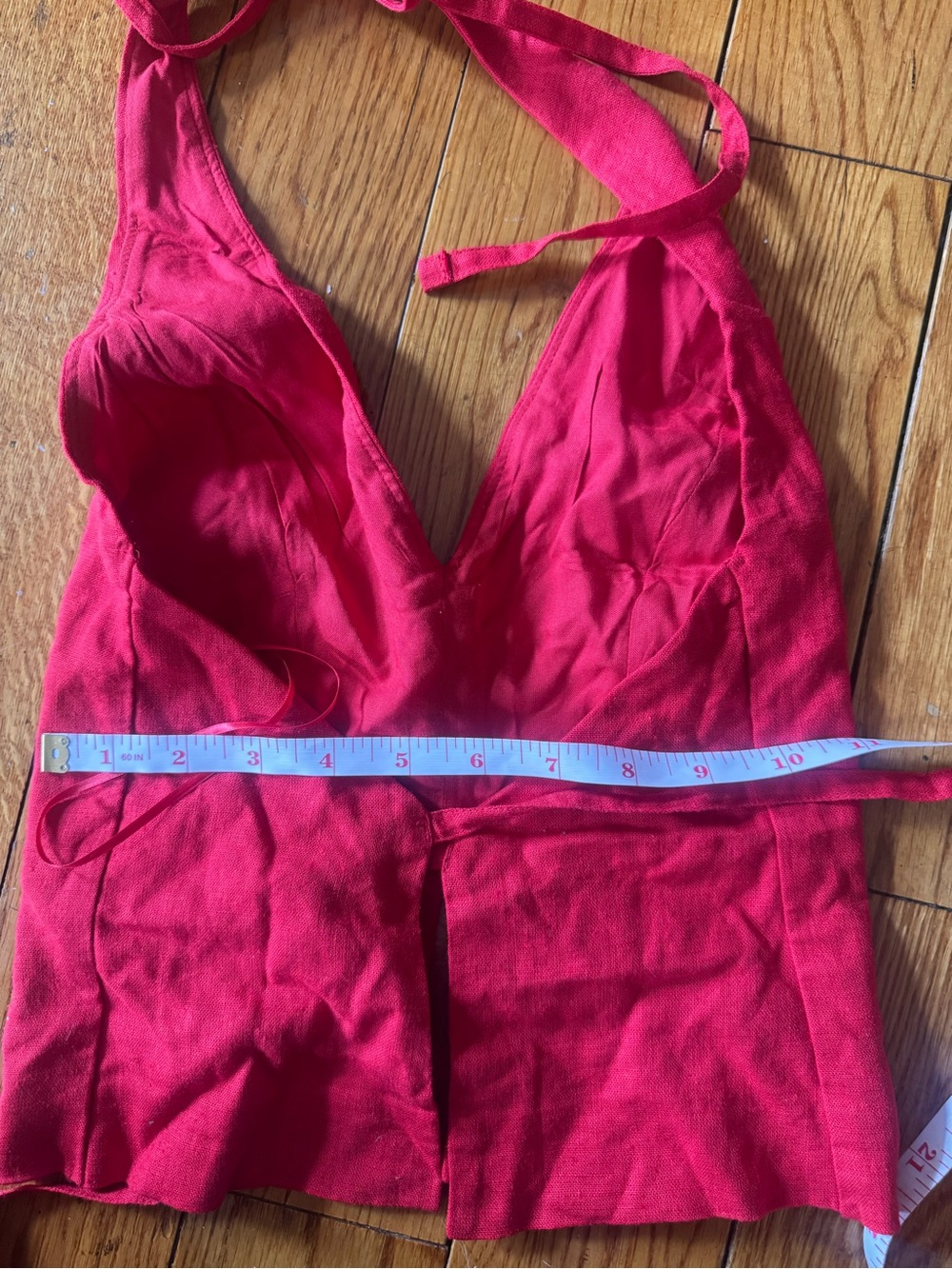 Abercrombie & Fitch Linen-Blend Tailored Halter Vest in Red XXS NWT - Picture 5 of 9